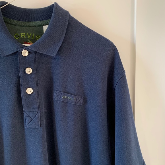 The Orvis Signature Polo in blue & army green - Picture 4 of 6